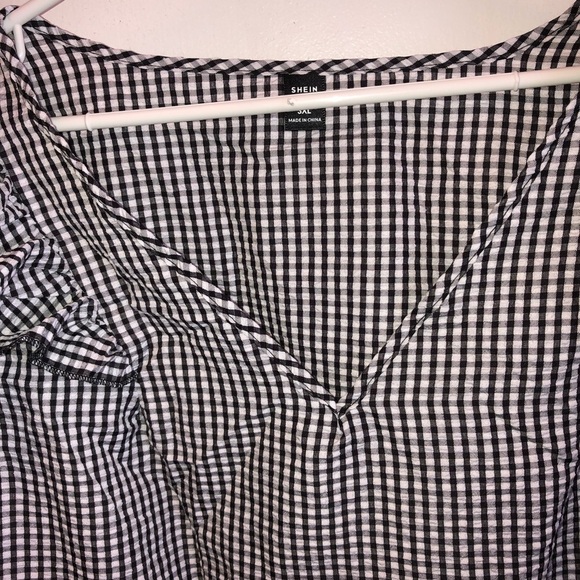 Shein Curve Black and White Gingham blouse- 3xl - new - summer blouse - Picture 2 of 6